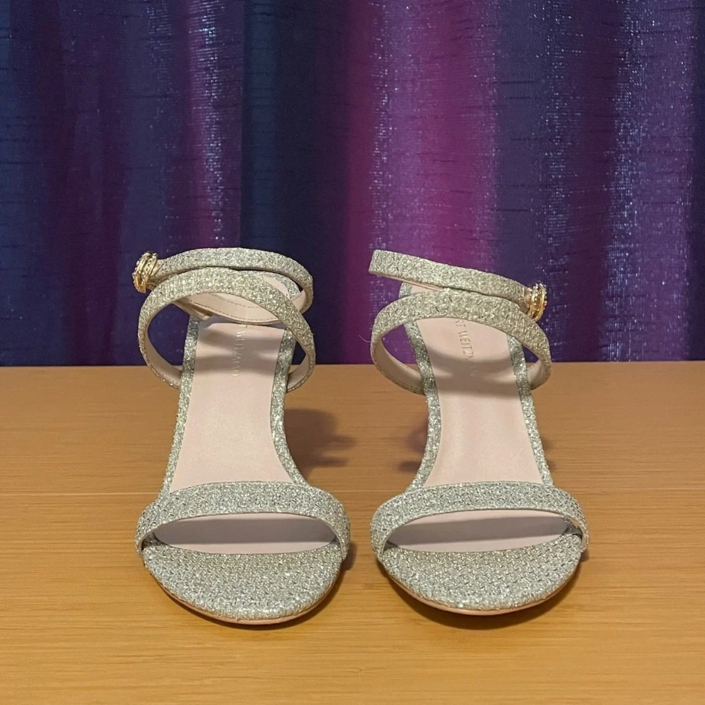 Stuart Weitzman Crystal Buckle 95 Glitter Sandal